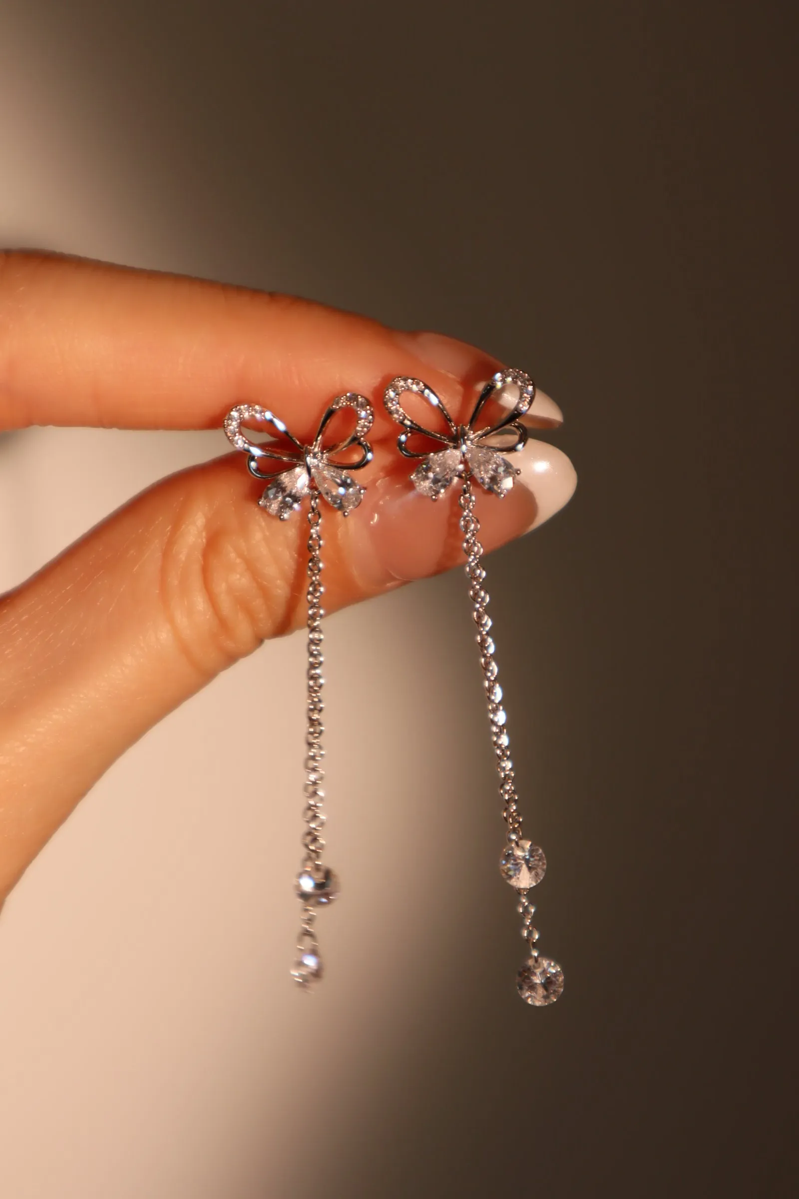 Diamond Butterfly Dangle Earrings