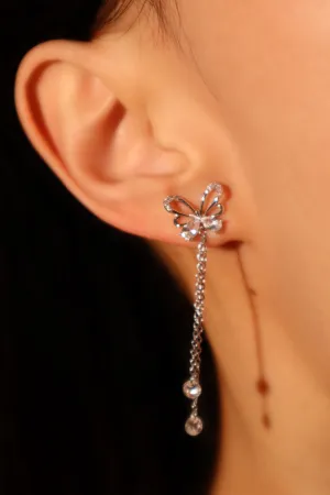 Diamond Butterfly Dangle Earrings