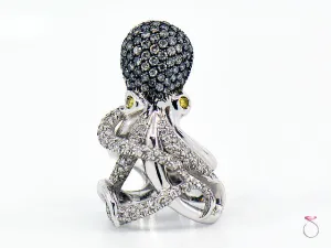 Diamond Designer Octopus Ring in 18K White Gold