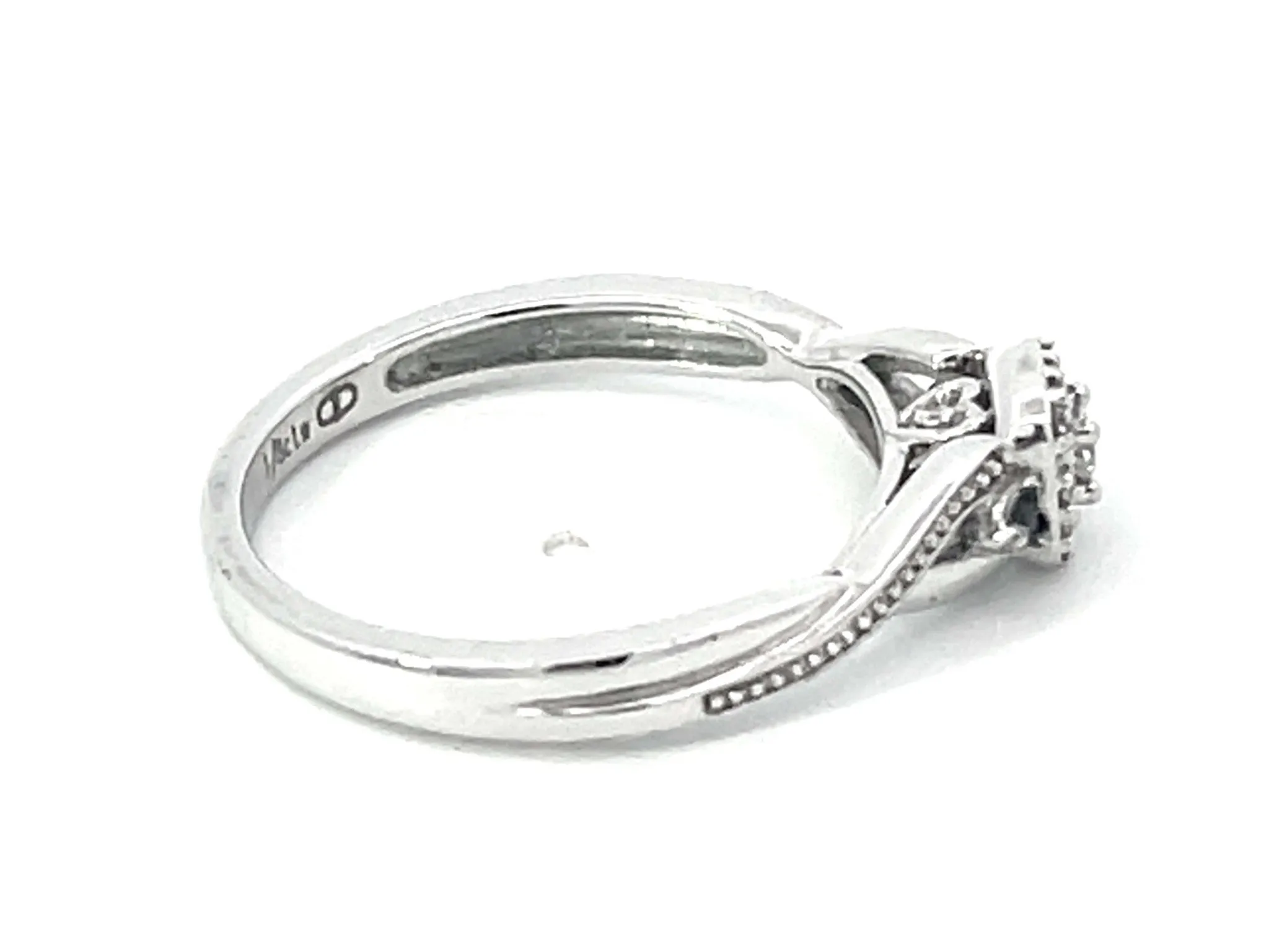 Diamond Halo and Sapphire Ring in 10k White Gold