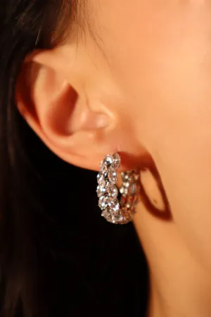 Diamond Leaf Hoop Earrings