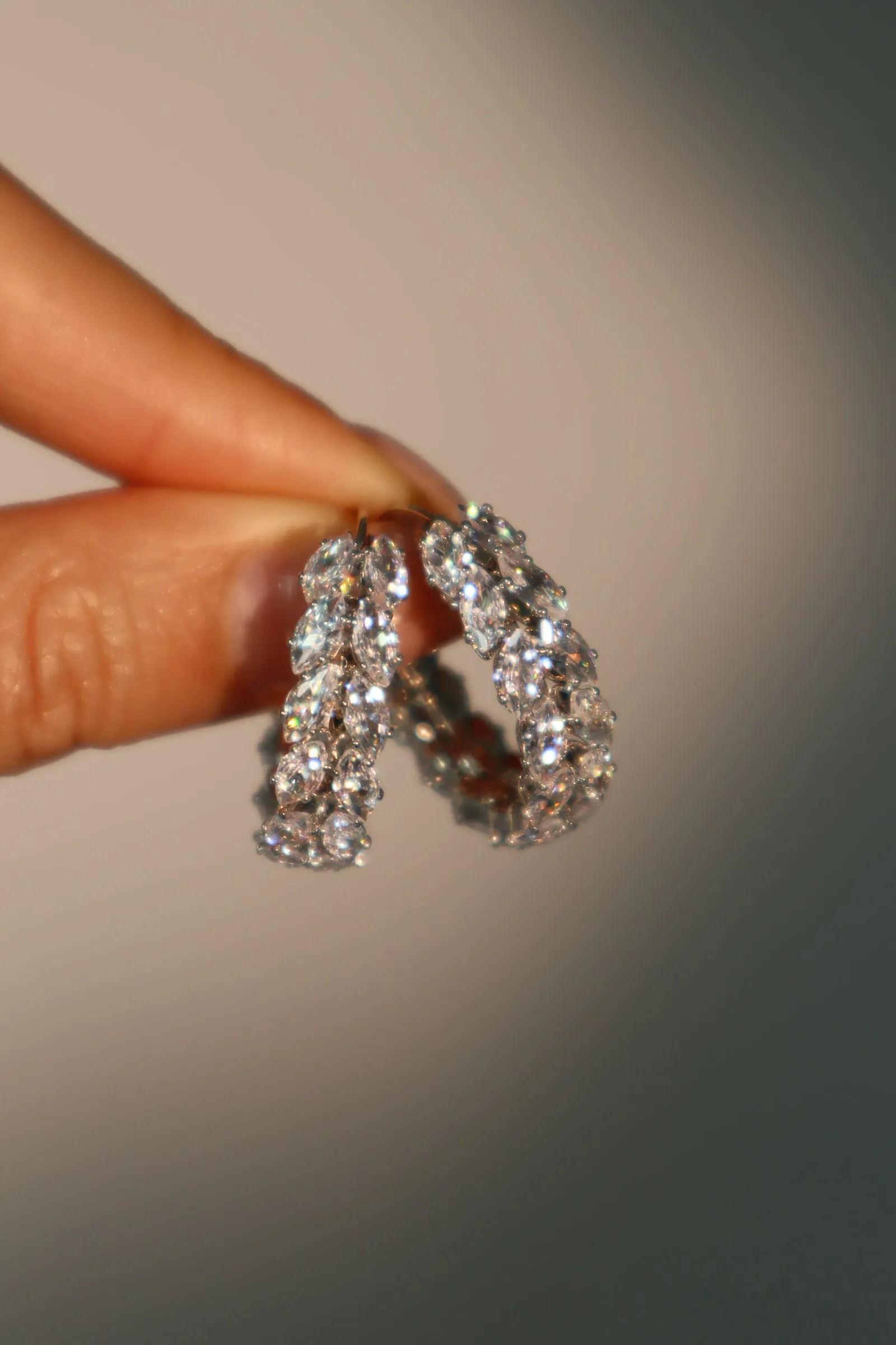 Diamond Leaf Hoop Earrings