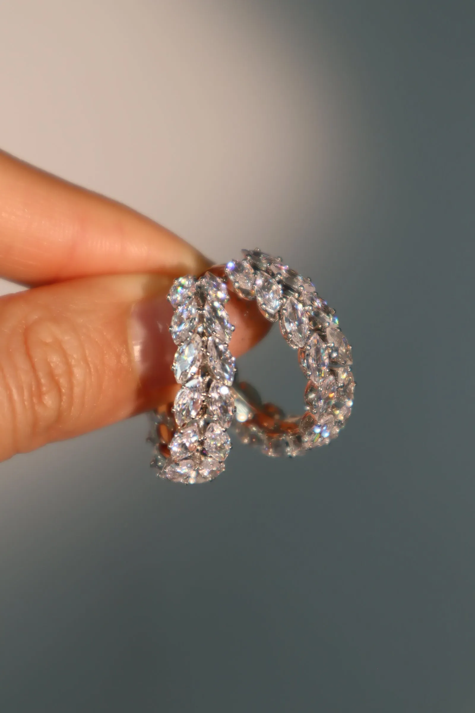 Diamond Leaf Hoop Earrings