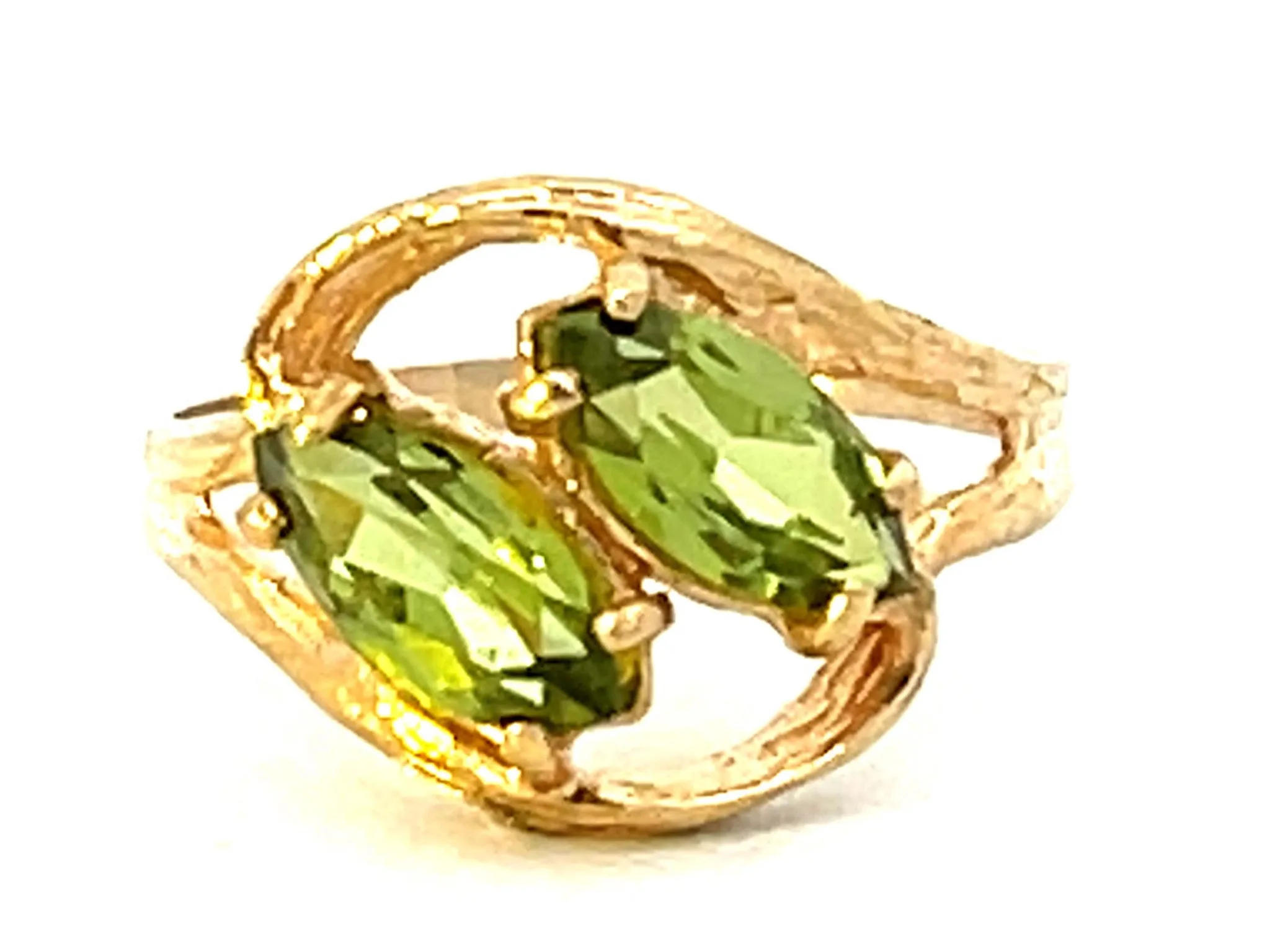 Double Marquise Peridot Ring in 14k Yellow Gold