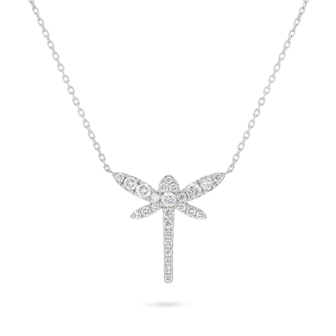 Dragonfly Diamond Pendant White Gold