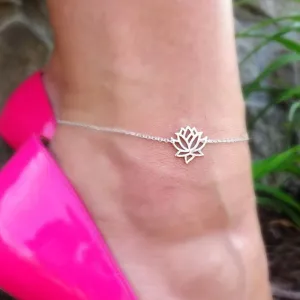 Elegant Lotus Flower Anklet Bracelet Women Girls Foot Chain Jewelry Indian Buddha Amulet Rose Gold Silver Color Chic Enkelbandje