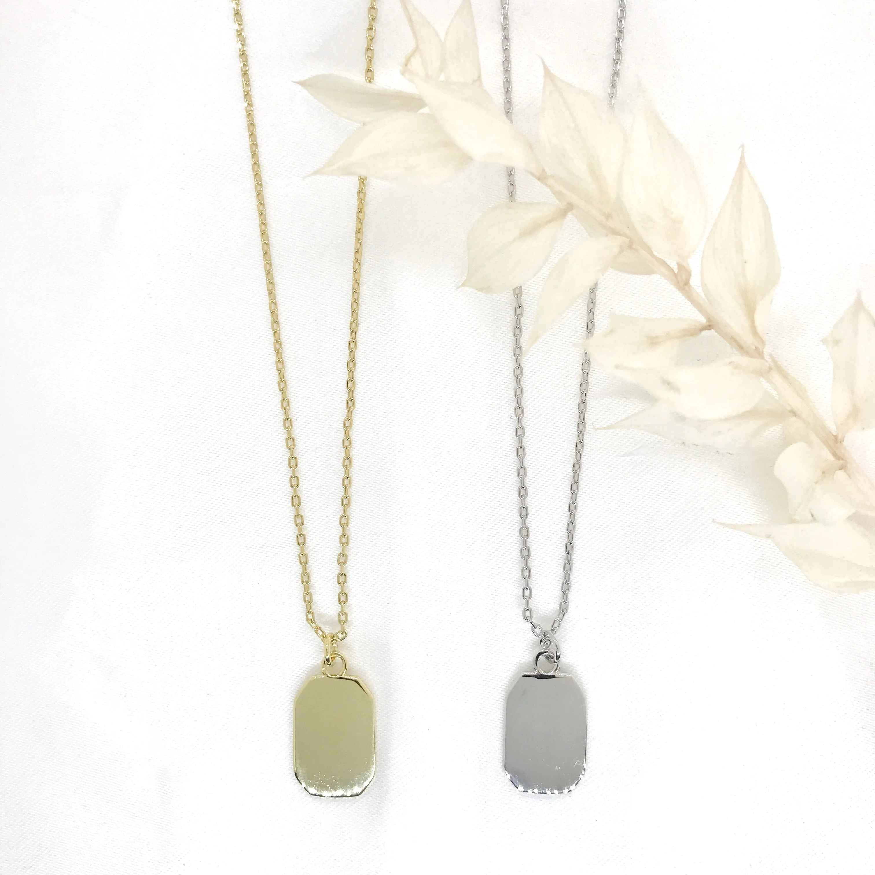 Engravable- 18k/925 Vermeil Tag Necklace