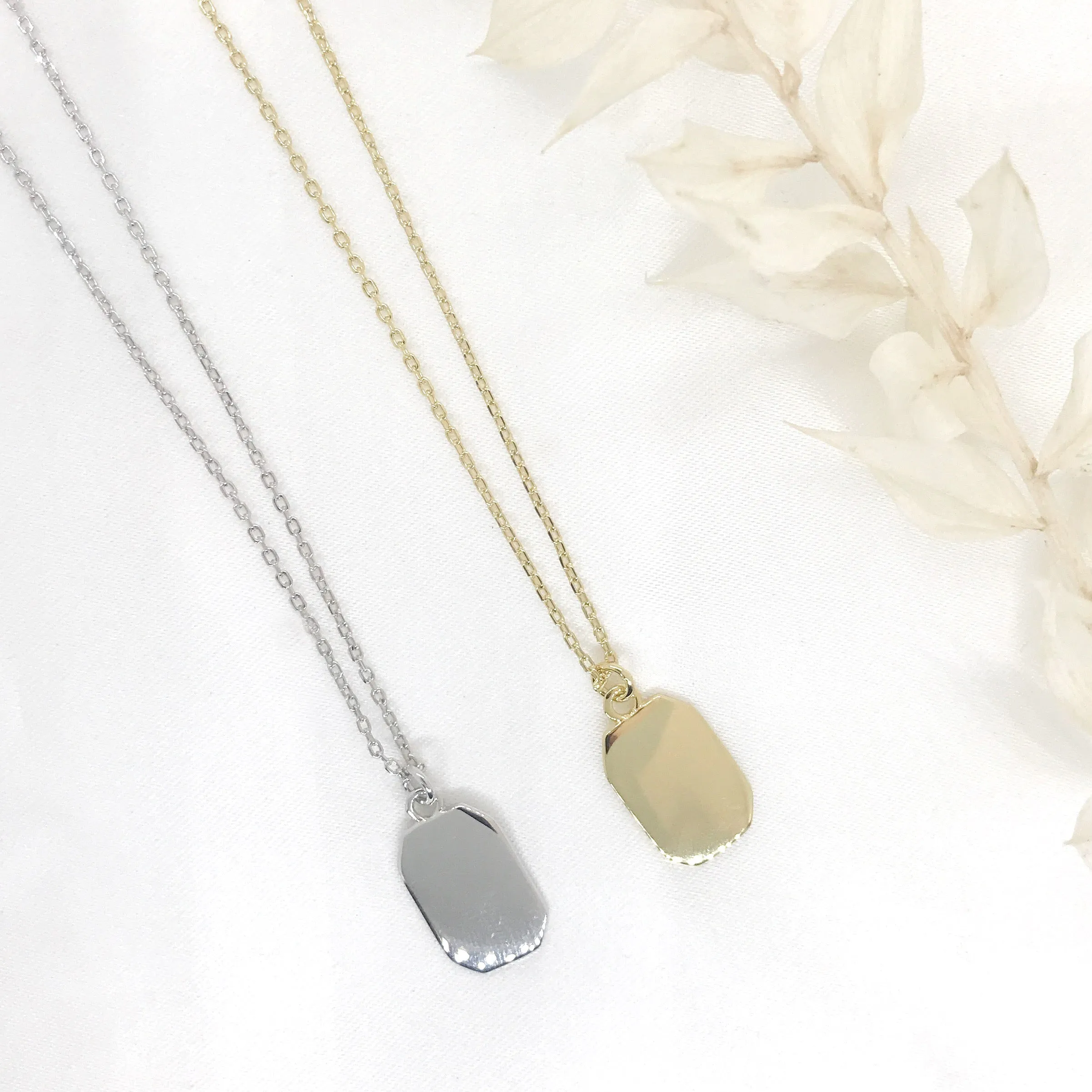 Engravable- 18k/925 Vermeil Tag Necklace
