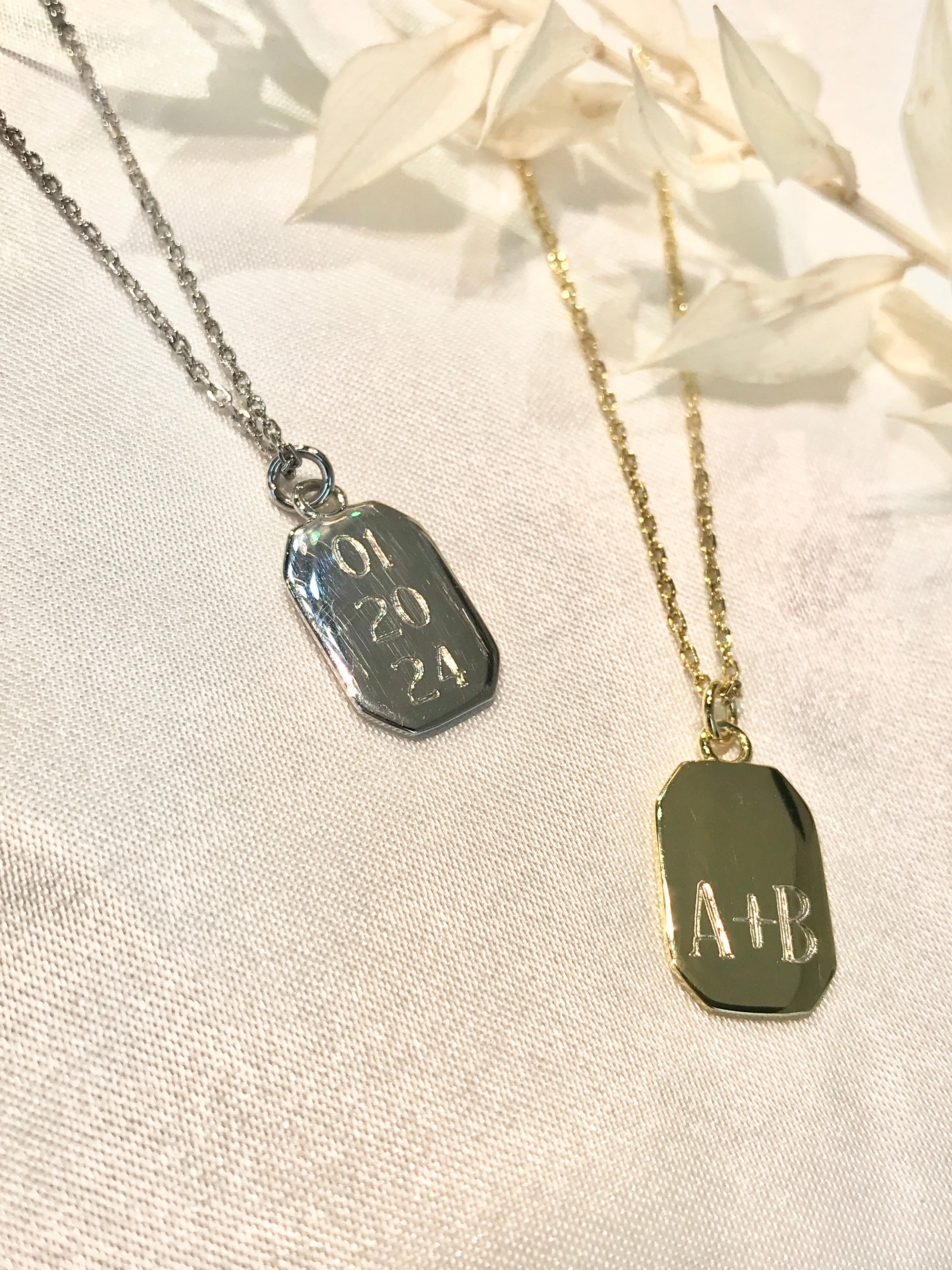 Engravable- 18k/925 Vermeil Tag Necklace