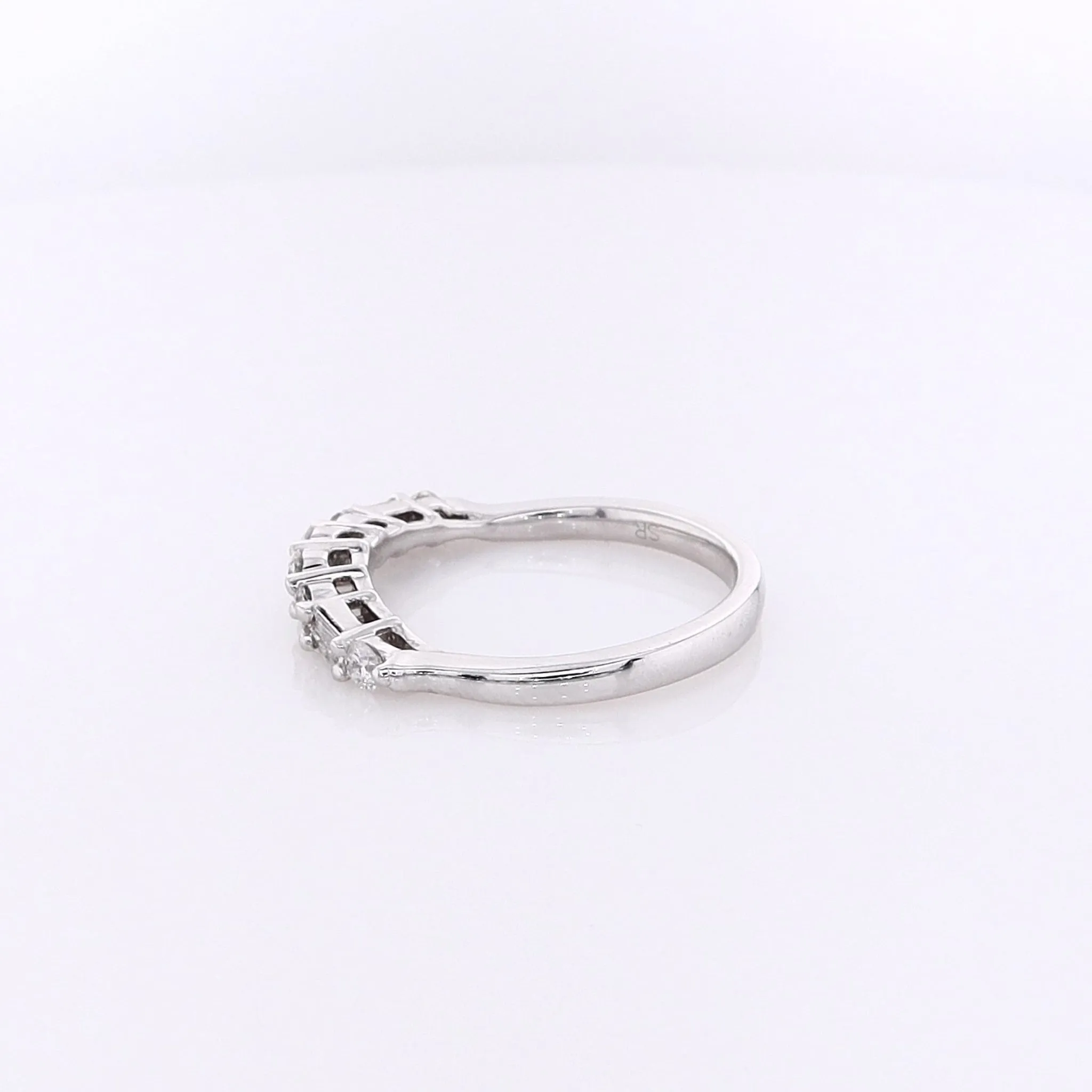 Estate 14 Karat White Gold Curved Diamond Wedding Band