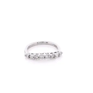Estate 14 Karat White Gold Curved Diamond Wedding Band