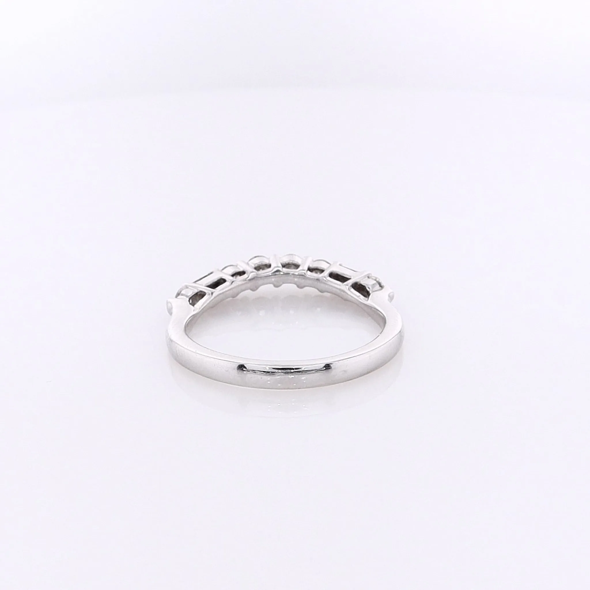 Estate 14 Karat White Gold Curved Diamond Wedding Band