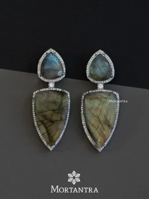 Fluorite Color Silver Plated Faux Diamond Earrings - CZEAR460
