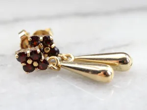 Garnet and Gold Teardrop Earrings