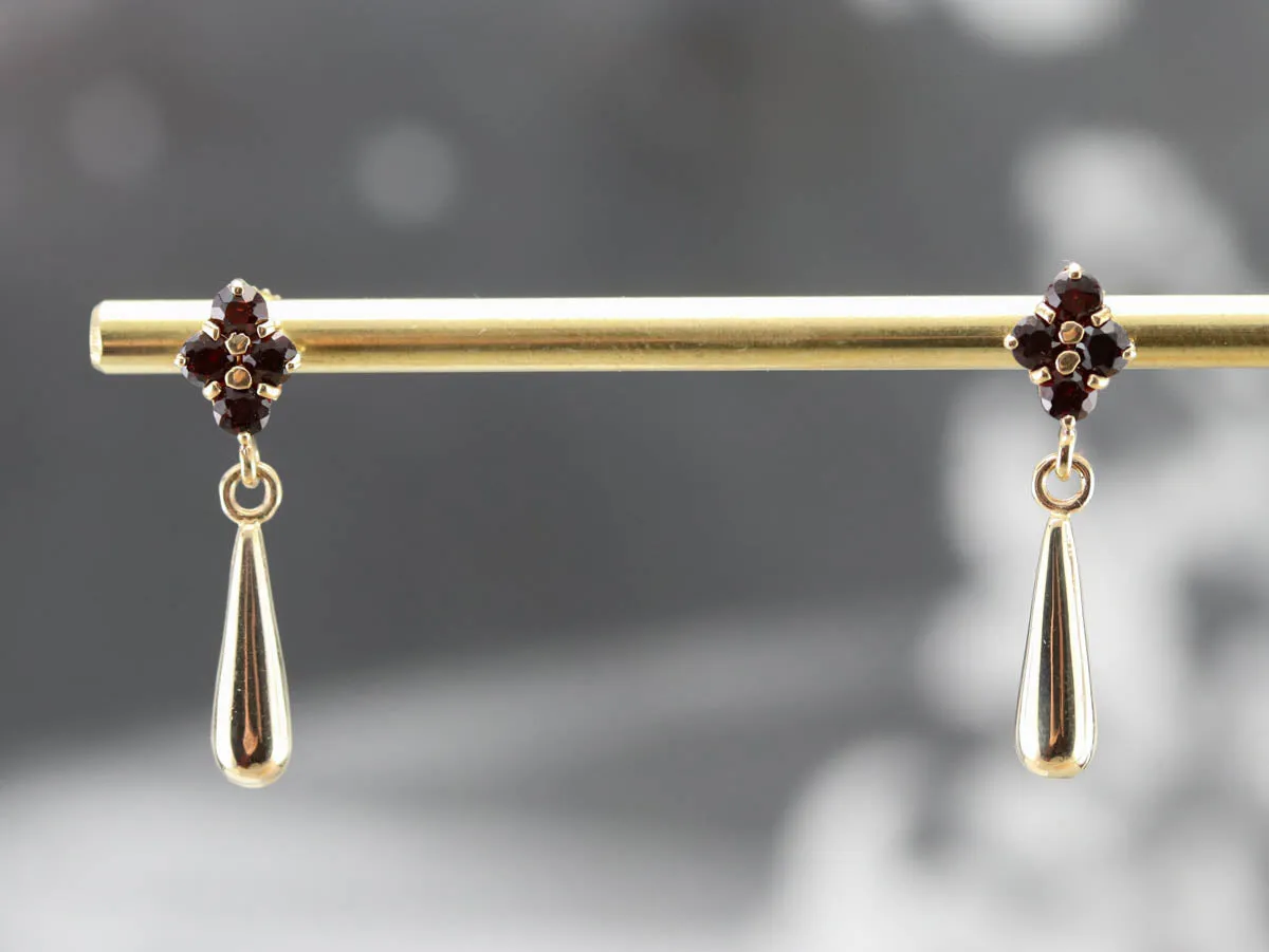 Garnet and Gold Teardrop Earrings