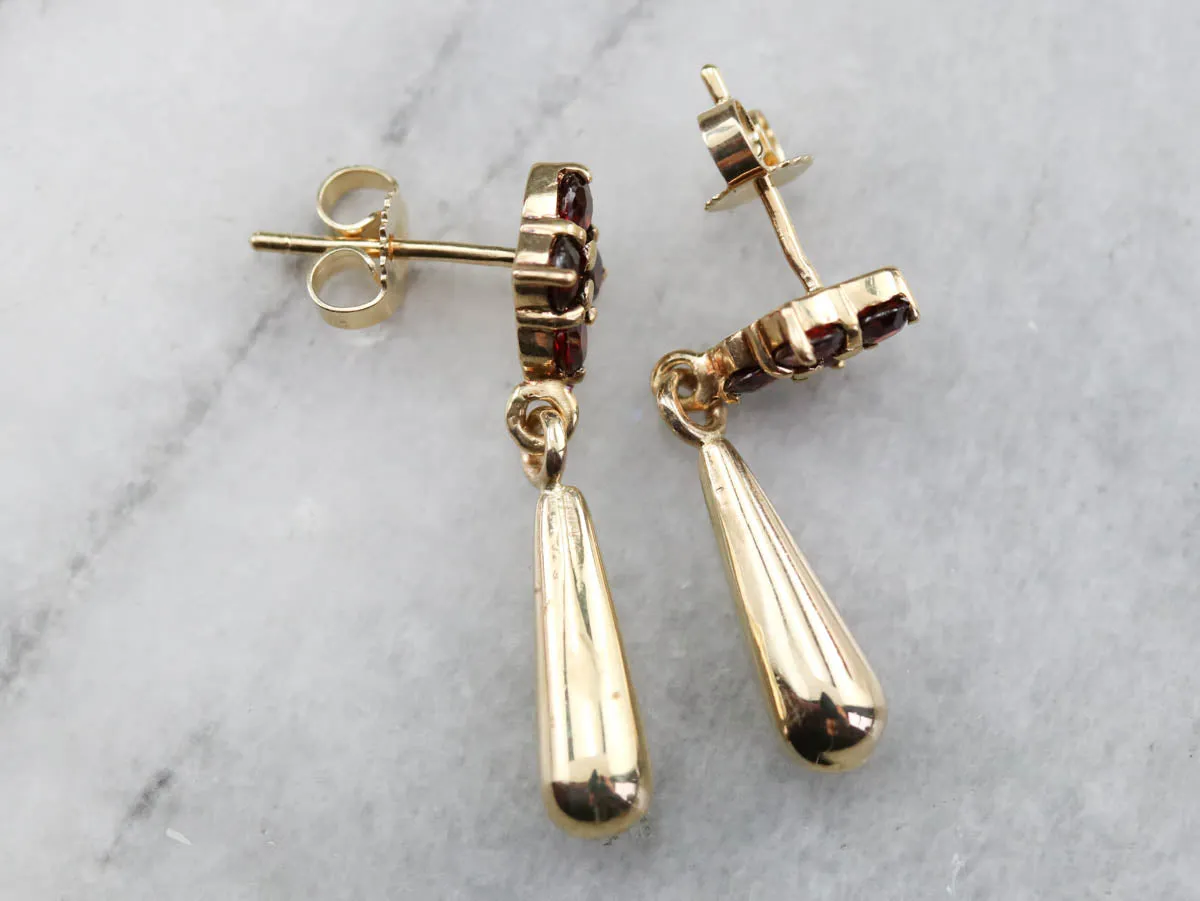 Garnet and Gold Teardrop Earrings