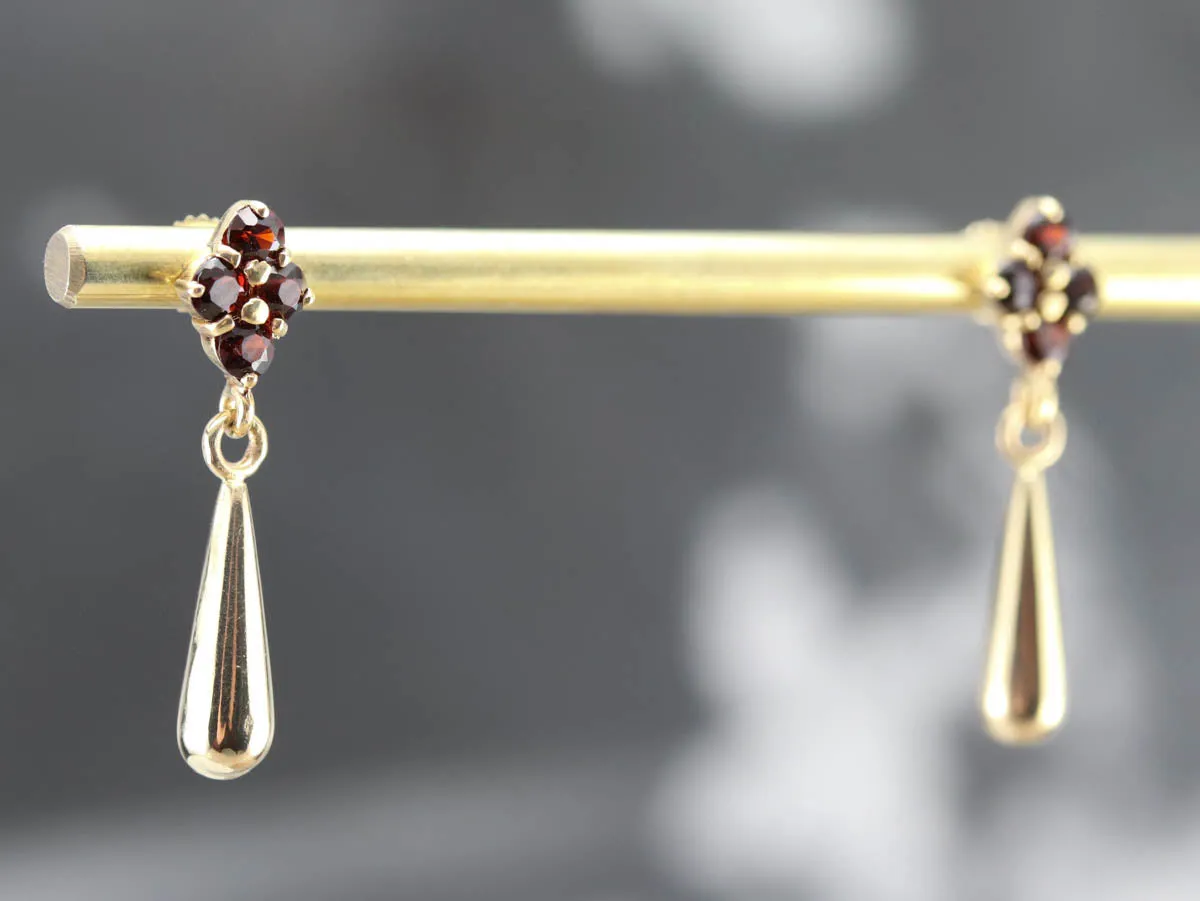 Garnet and Gold Teardrop Earrings