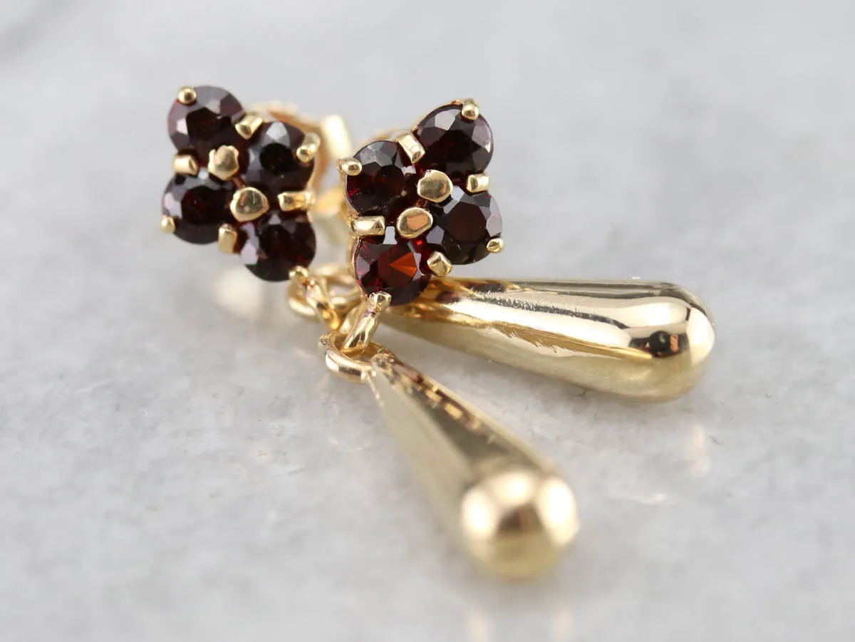 Garnet and Gold Teardrop Earrings