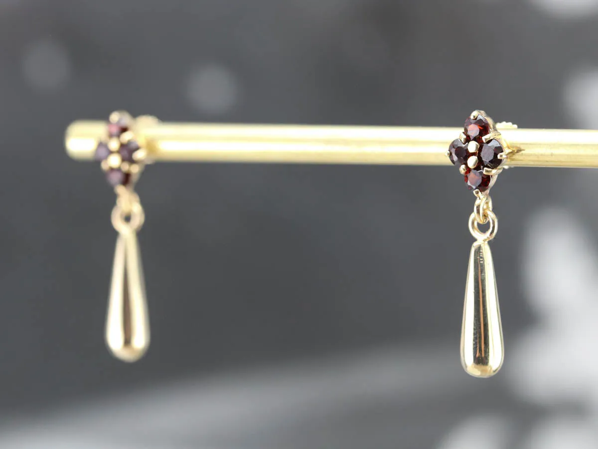 Garnet and Gold Teardrop Earrings