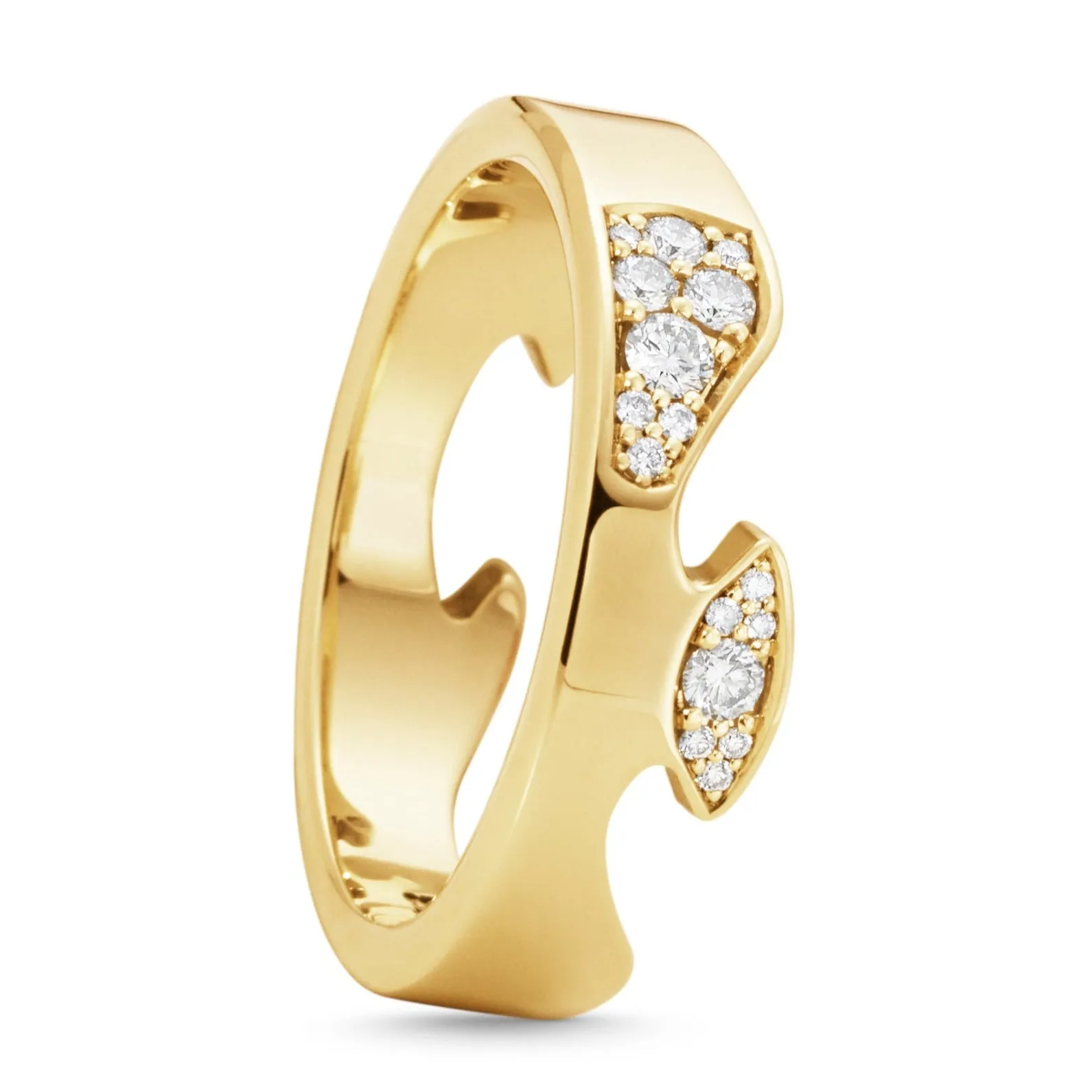 Georg Jensen Fusion 18ct Yellow Gold Diamond Pave End Ring AA