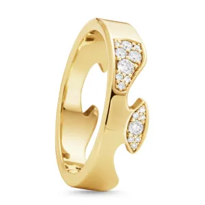 Georg Jensen Fusion 18ct Yellow Gold Diamond Pave End Ring AA