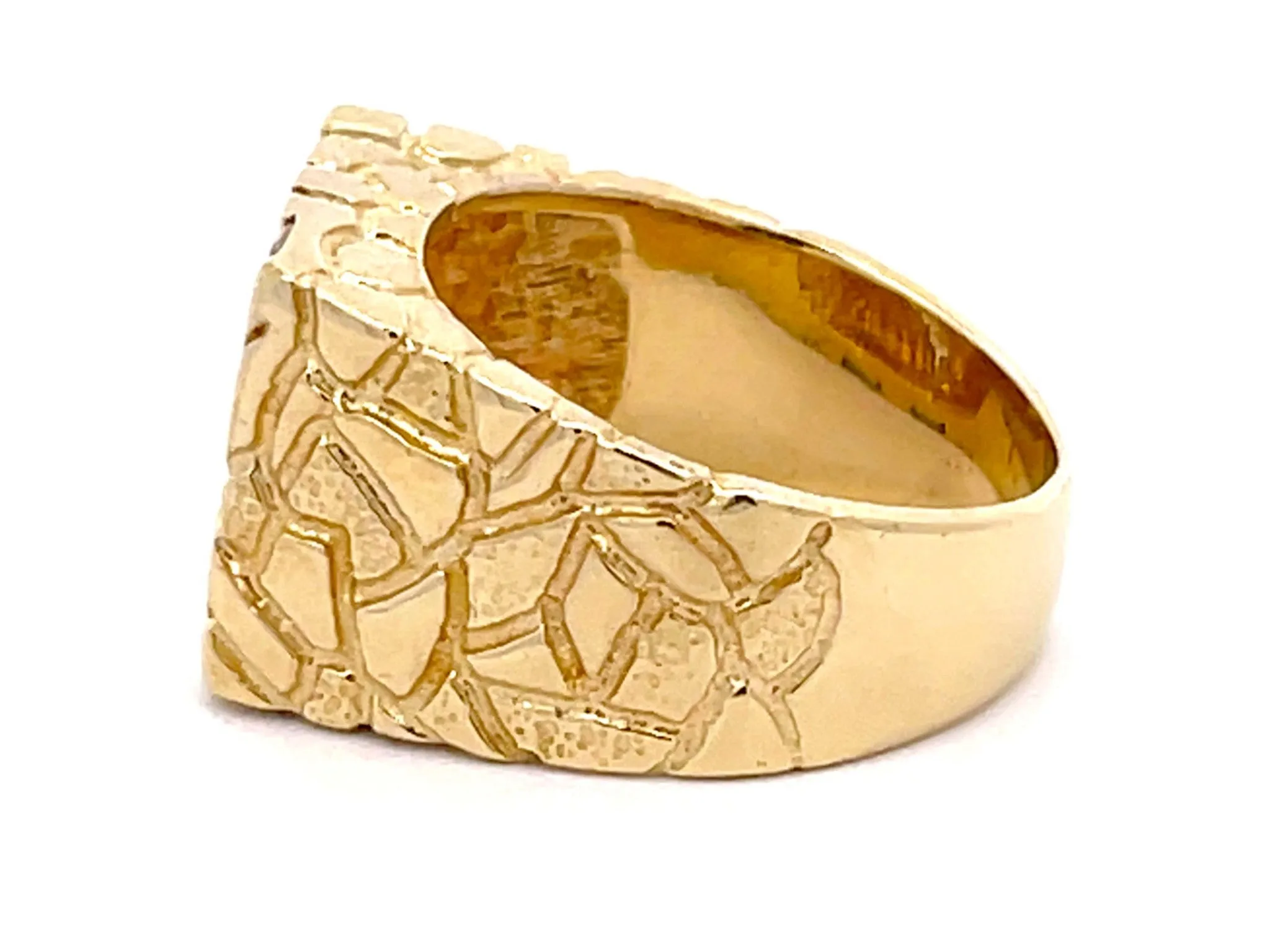 Gold Nugget Diamond Ring 14k Yellow Gold
