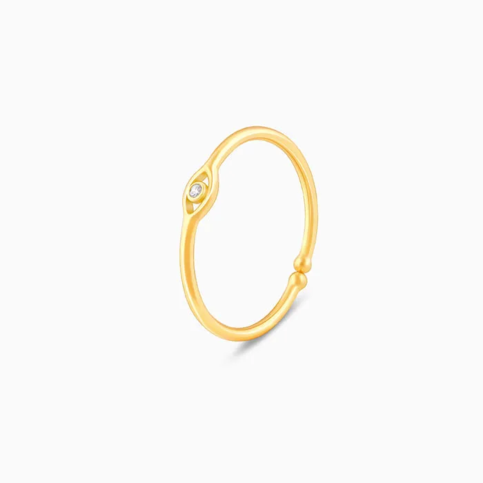 Golden Minimal Evil Eye Ring