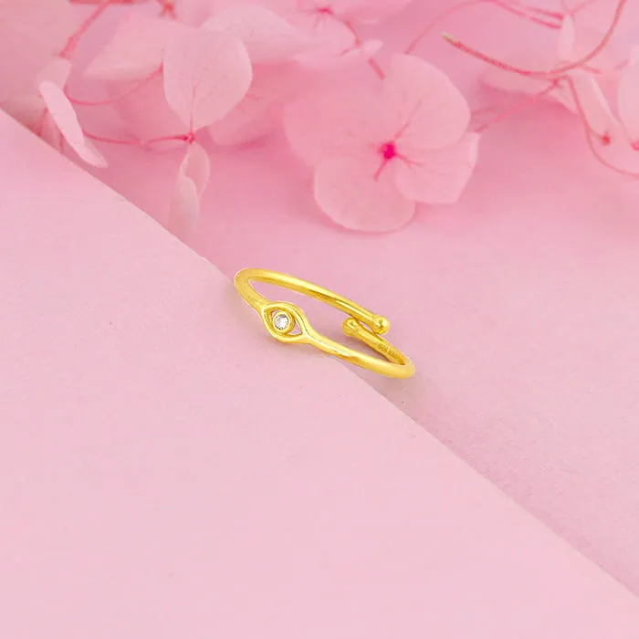 Golden Minimal Evil Eye Ring