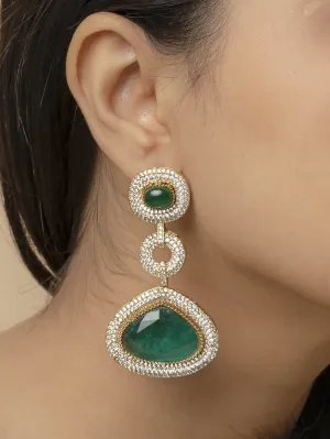 Green Color Gold Plated Moissanite Earrings - MO-EAR16GR