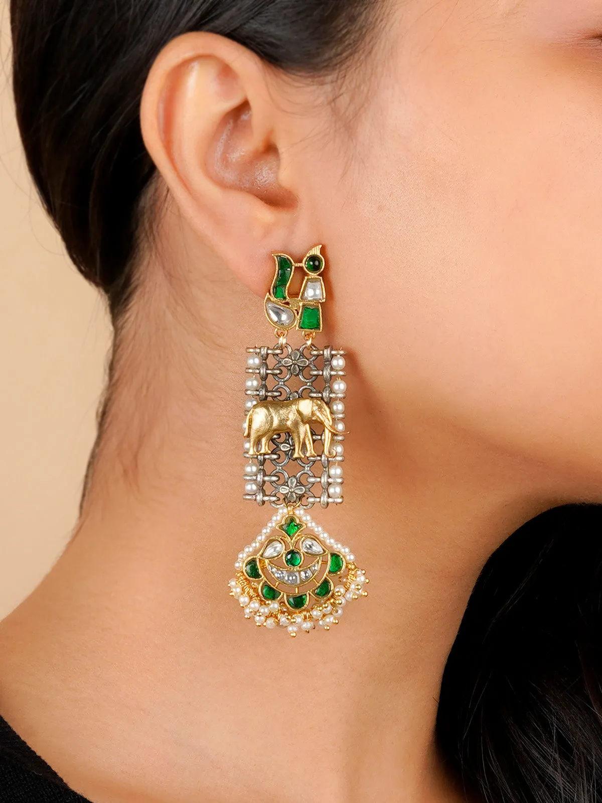 Green Color Mishr Earrings - MR-E128WGR