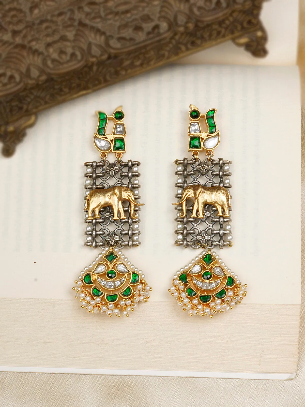 Green Color Mishr Earrings - MR-E128WGR