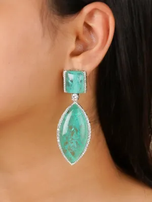 Green Color Silver Plated Contemporary Earrings - CC-EAR11GR
