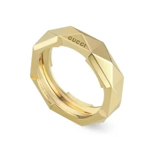 Gucci Link to Love 18ct Yellow Gold 6mm Studded Ring D
