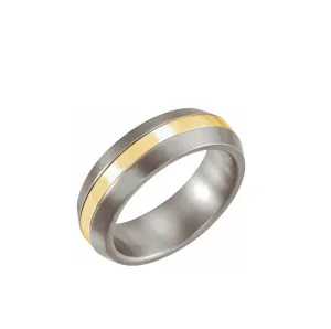 Half Round Titanium & 14K Yellow Inlay Band with Satin Finish