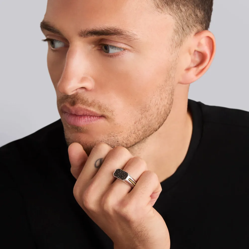 Lagos Anthem Two-Tone Octagon Black Diamond Ring