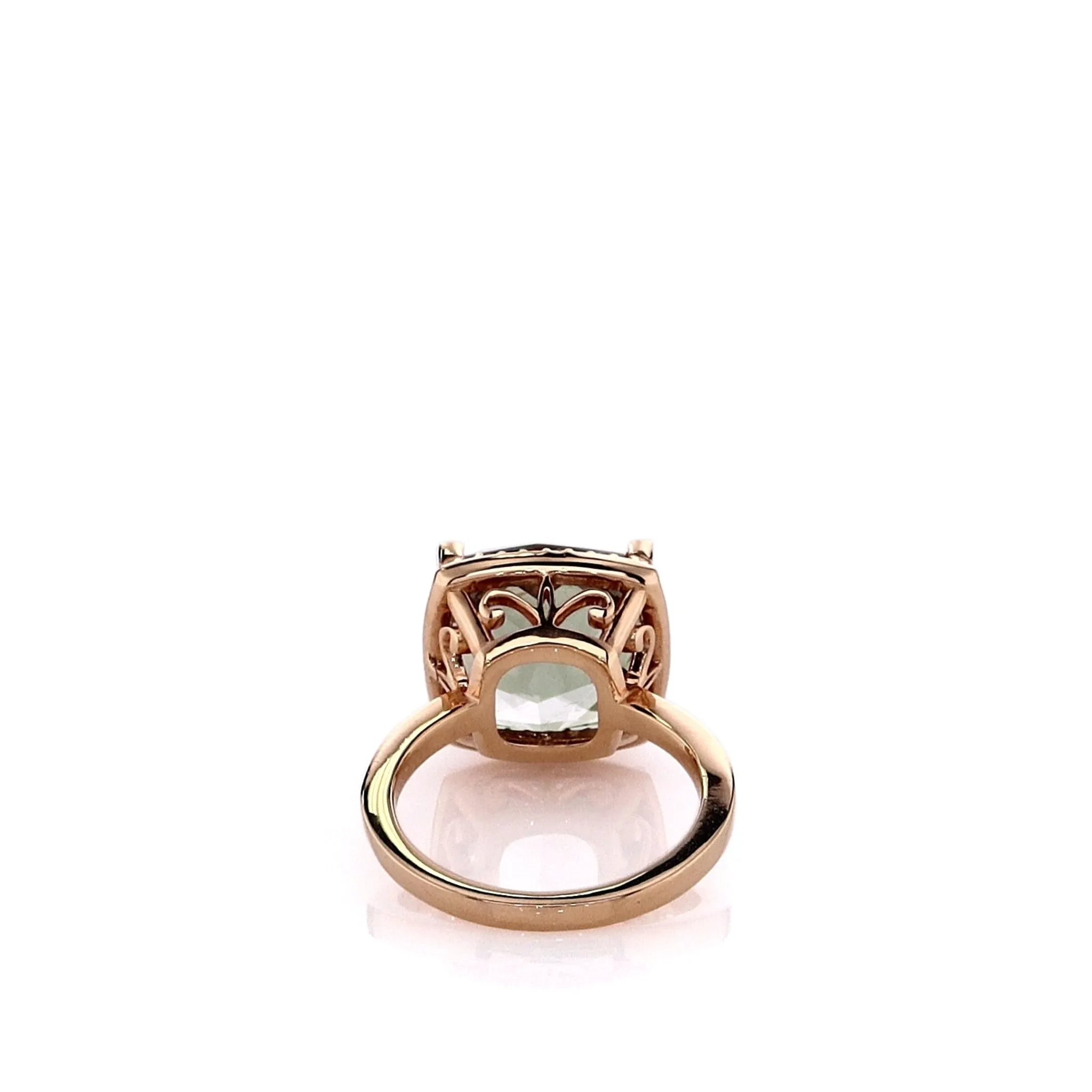 Lisa Nik 18k Rose Gold Green Quartz and Diamond Halo Cocktail Ring