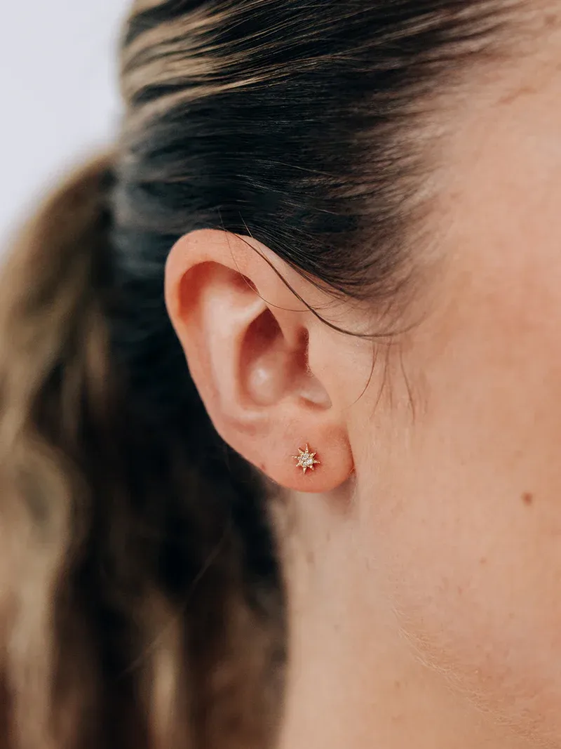 Micro Aztec North Star Studs (Silver or Gold)