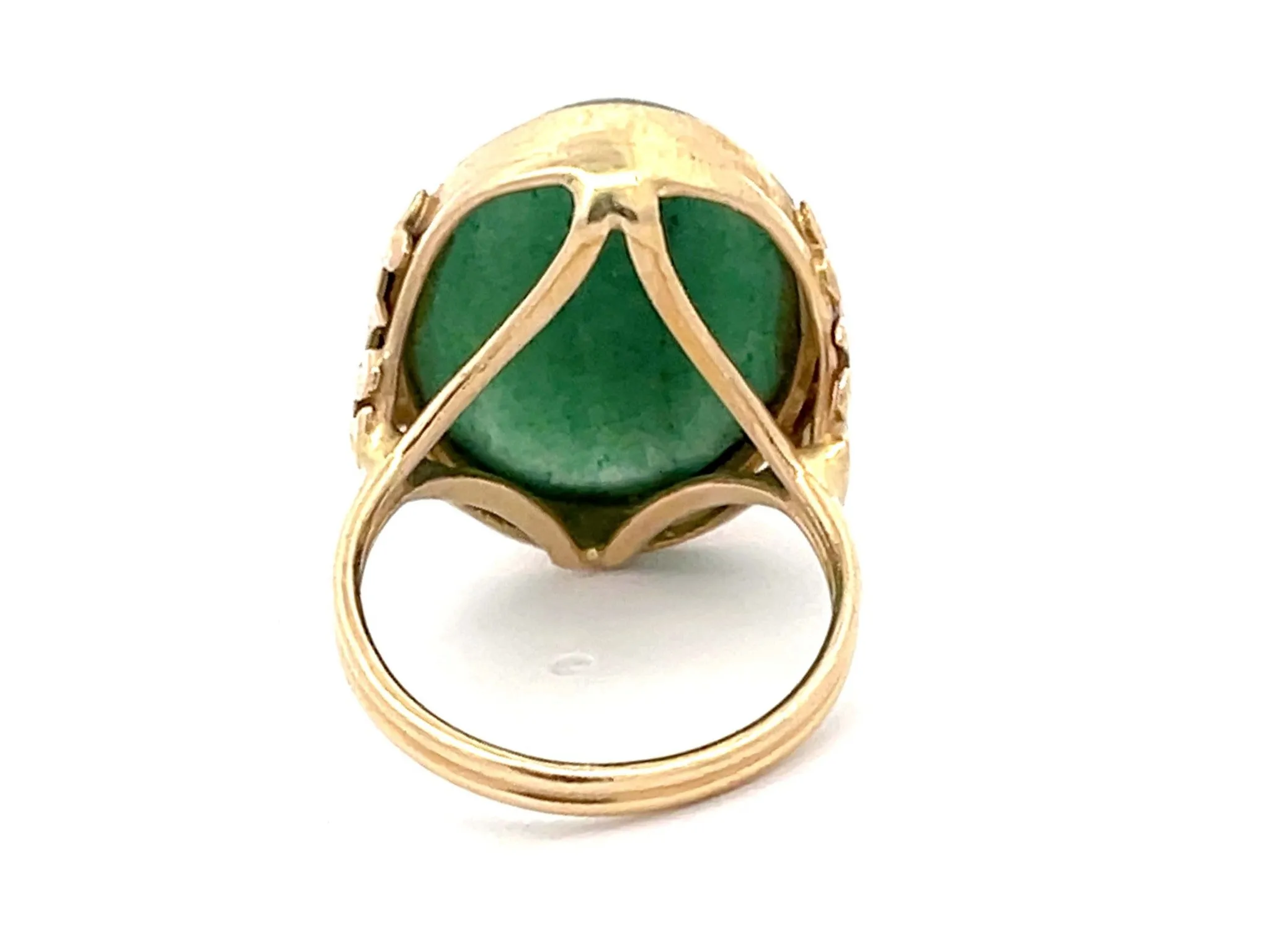 Mings Green Jade Ring in 14k Yellow Gold