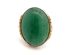 Mings Green Jade Ring in 14k Yellow Gold