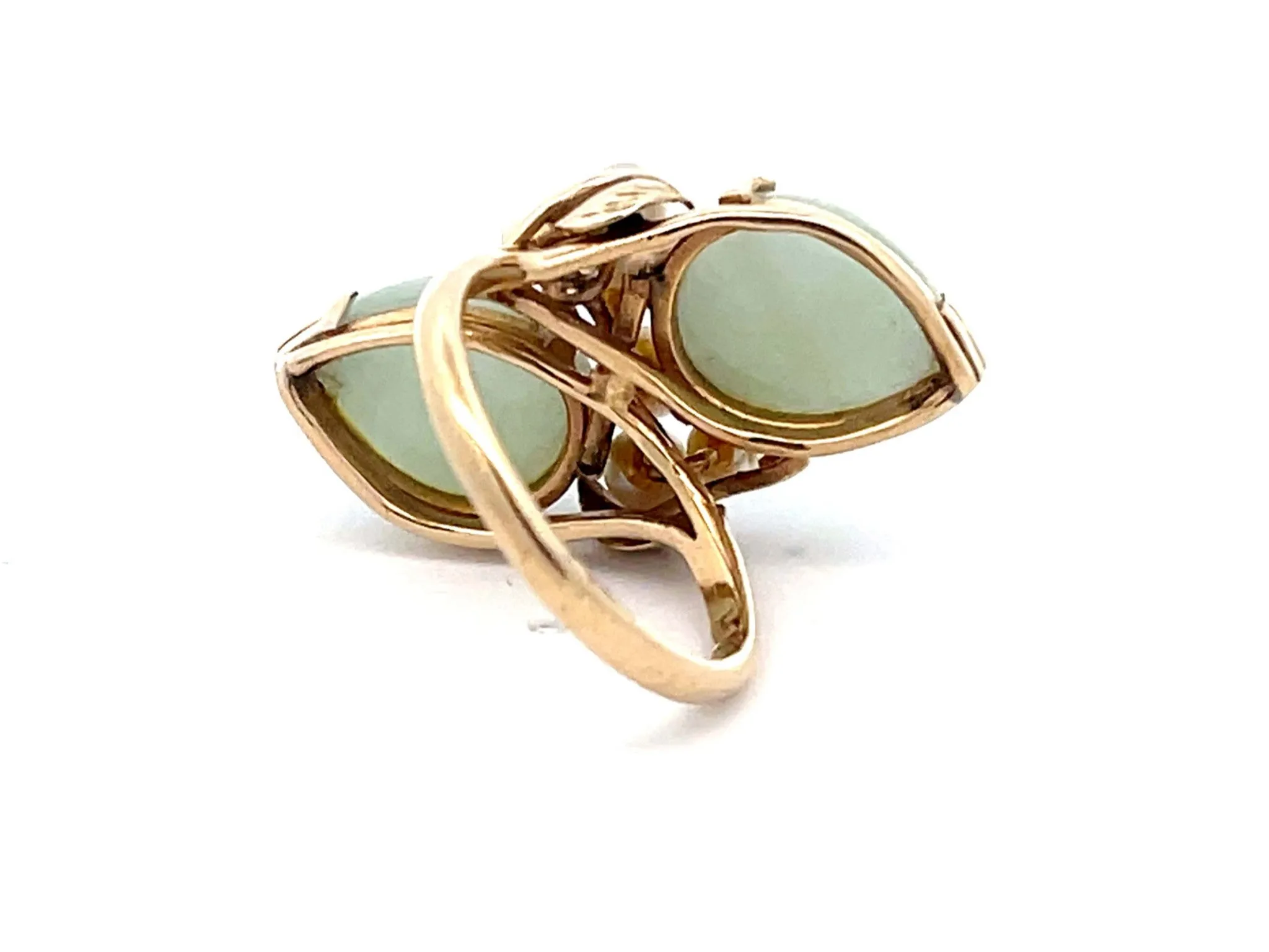 Mings Hawaii Double Jade and Pearl Ring in 14k Yellow Gold