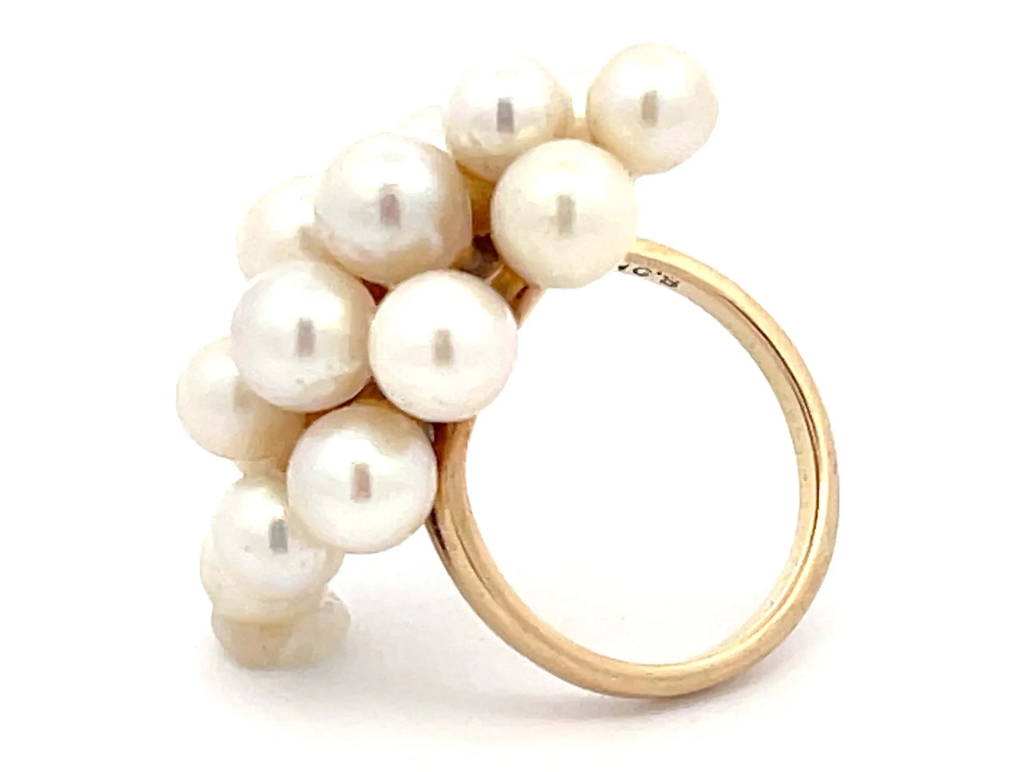 Mings Large Akoya Pearl Ring in 14k Yellow Gold