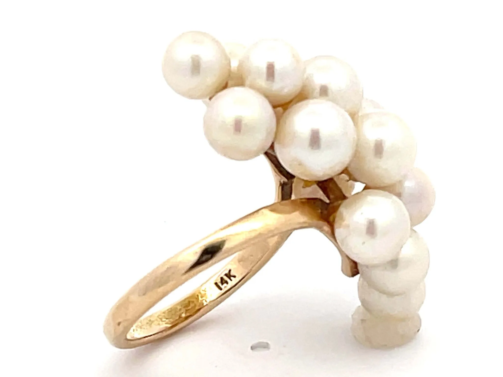 Mings Large Akoya Pearl Ring in 14k Yellow Gold