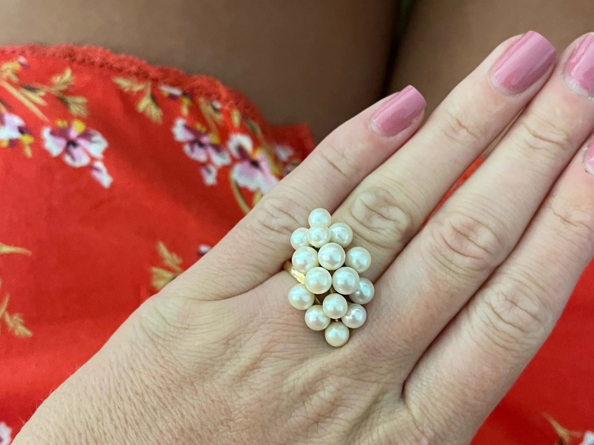 Mings Large Akoya Pearl Ring in 14k Yellow Gold
