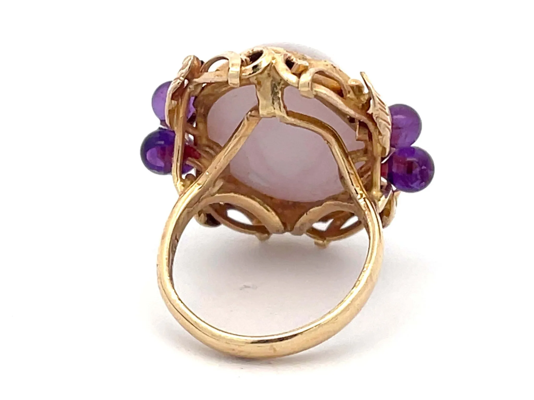 Mings Lavender Jade and Purple Amethyst Ring in 14k Yellow Gold