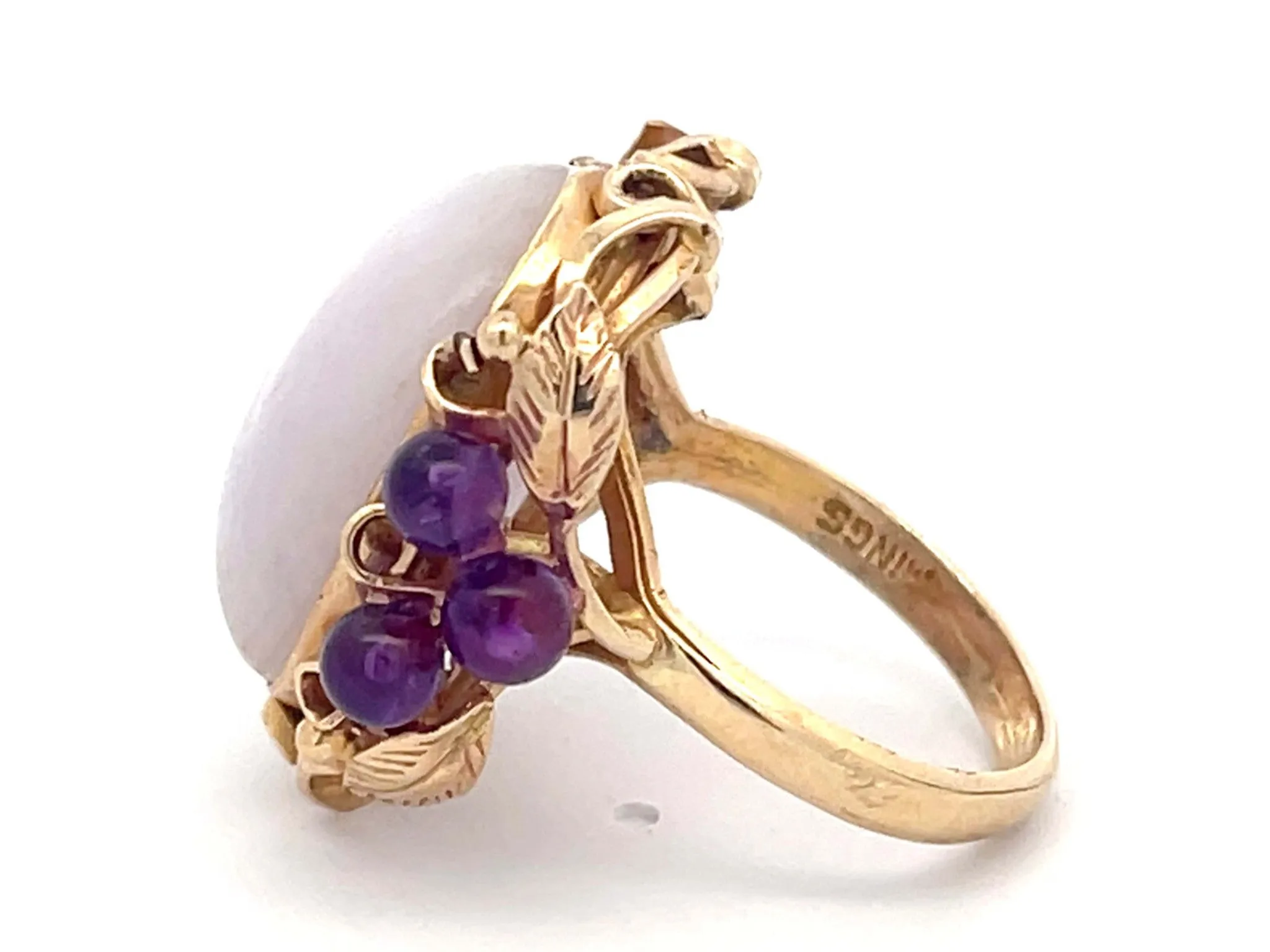 Mings Lavender Jade and Purple Amethyst Ring in 14k Yellow Gold