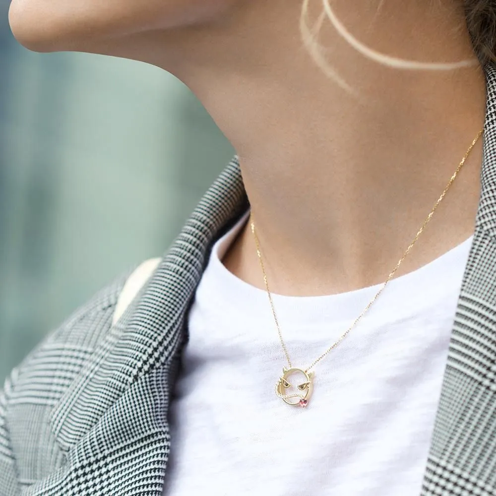 MOYEN Fierce 18K Gold Necklace w. Diamond & Tourmaline