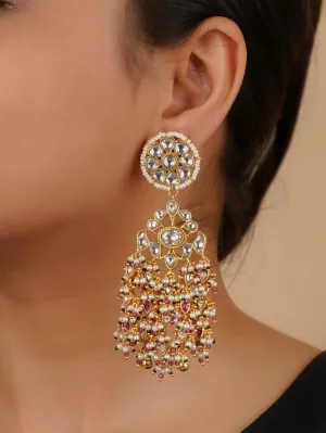 Multicolor Gold Plated Jadau Kundan Earrings - ME1188