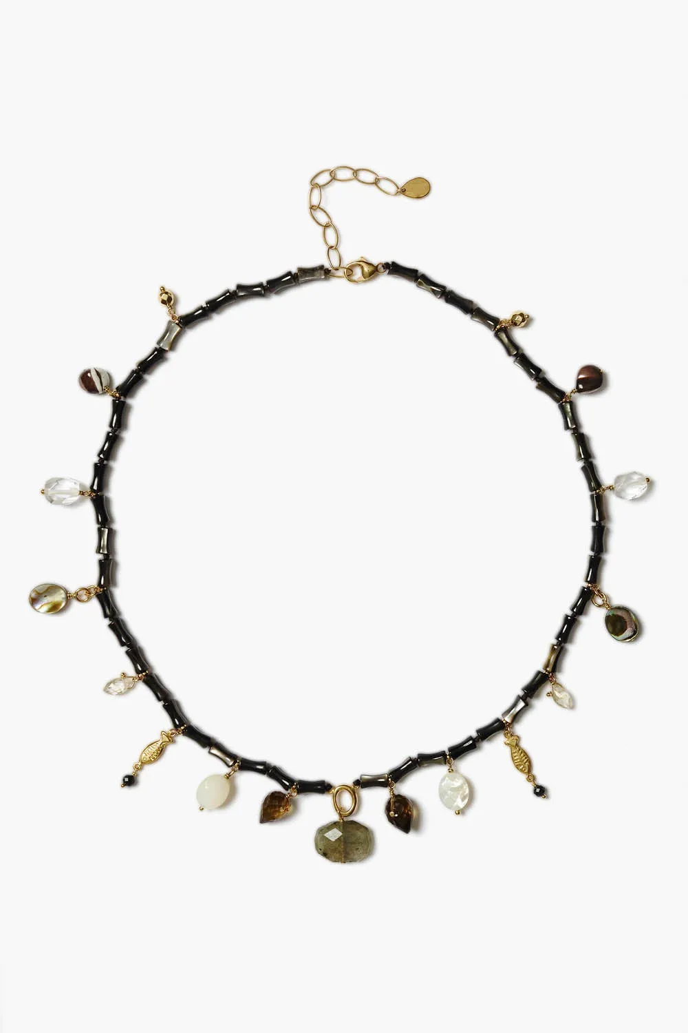 Nautilus Charm Necklace Black Mix