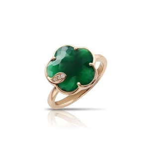Pasquale Bruni Petit Joli 18ct Rose Gold White and Champagne Diamond Green Agate Ring