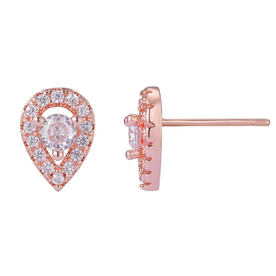 Pear Cut Halo Crystal Stud Earrings